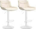 2-delige Set Verstelbare Barkrukken - Stoffen Barstoelen - Comfortabele Zitervaring Kleur crème Onderstel Kleur wit