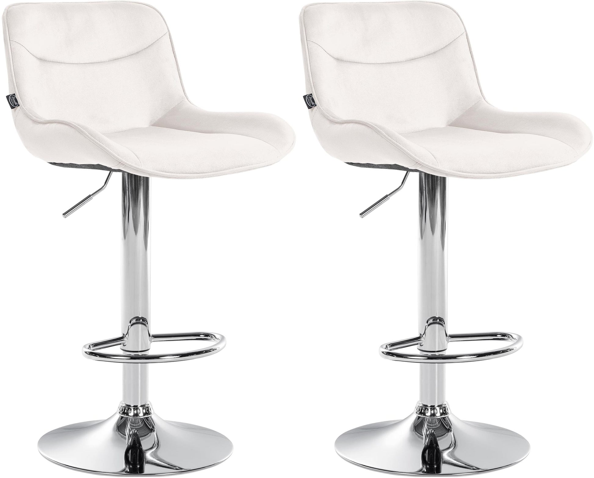 Barkrukken Set in Fluweel - Hoge Krukken - Comfortabele, Verstelbare Zitting met 360° Draaifunctie Kleur crème Onderstel Kleur chroom