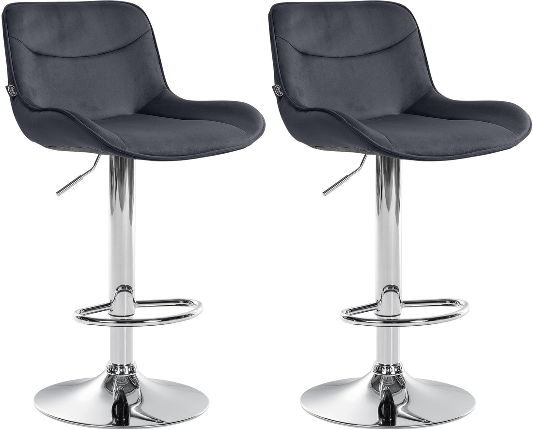 Barkrukken Set in Fluweel - Hoge Krukken - Comfortabele, Verstelbare Zitting met 360° Draaifunctie Kleur crème Onderstel Kleur chroom