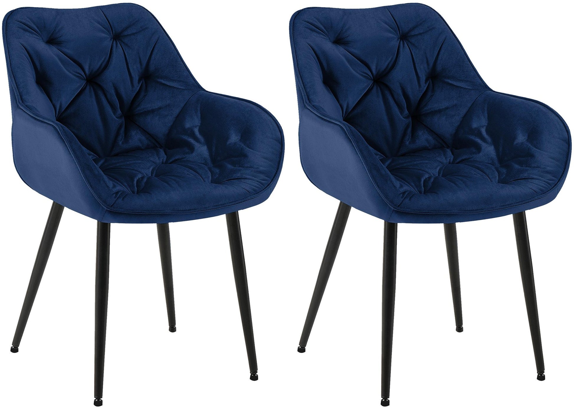 2-delige set Fluwelen Eetkamerstoelen - Stoelenset - Modern Design & Comfort Kleur donkerblauw