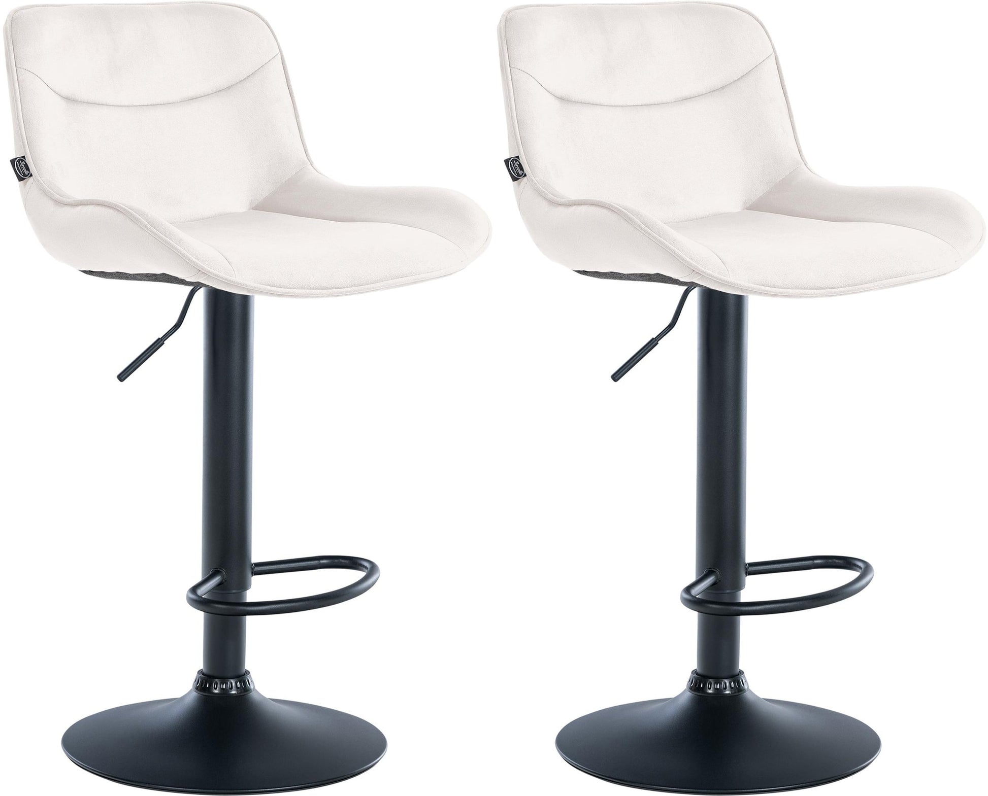 Barkrukken Set in Fluweel - Hoge Krukken - Comfortabele, Verstelbare Zitting met 360° Draaifunctie Kleur crème Onderstel Kleur zwart