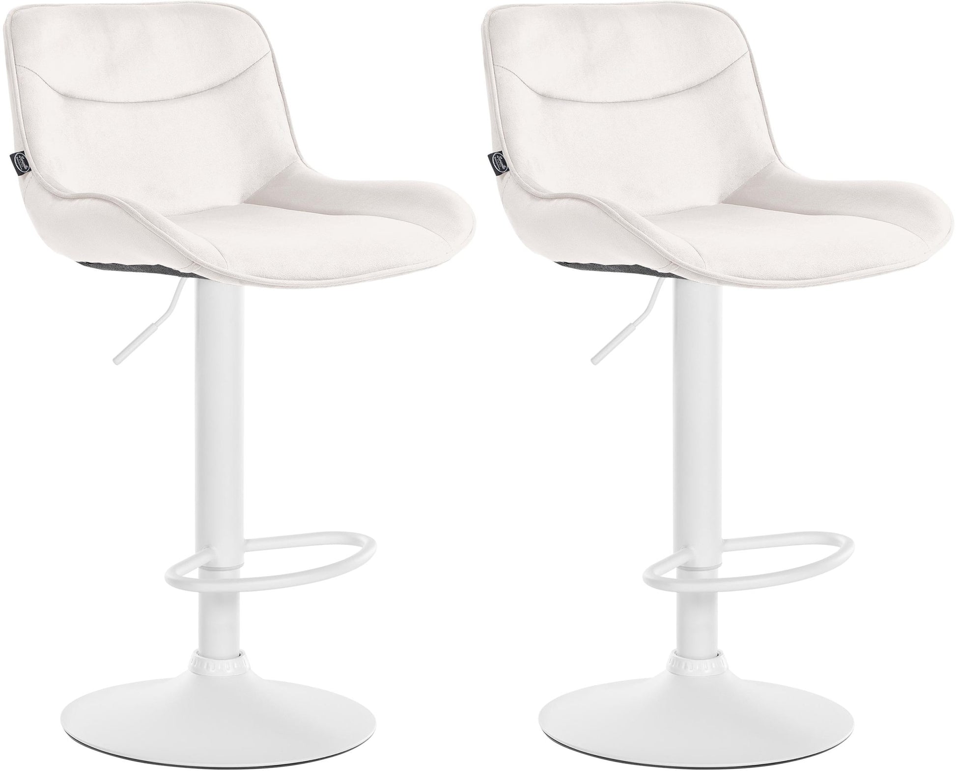 Barkrukken Set in Fluweel - Hoge Krukken - Comfortabele, Verstelbare Zitting met 360° Draaifunctie Kleur crème Onderstel Kleur wit