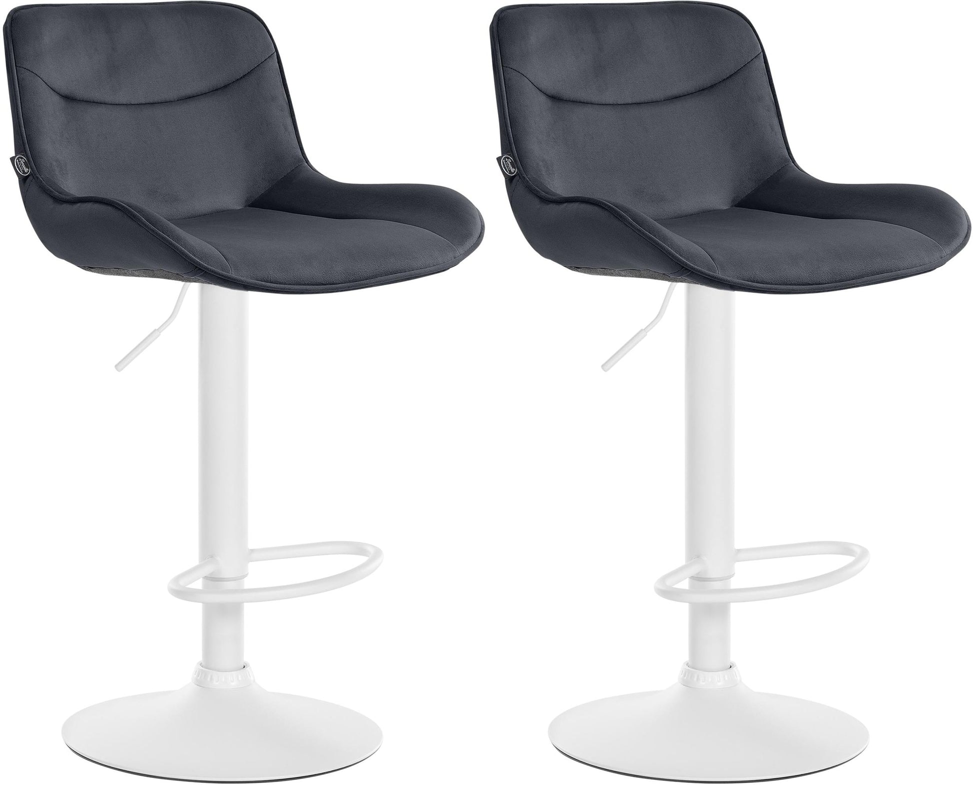 Barkrukken Set in Fluweel - Hoge Krukken - Comfortabele, Verstelbare Zitting met 360° Draaifunctie Kleur zwart Onderstel Kleur wit