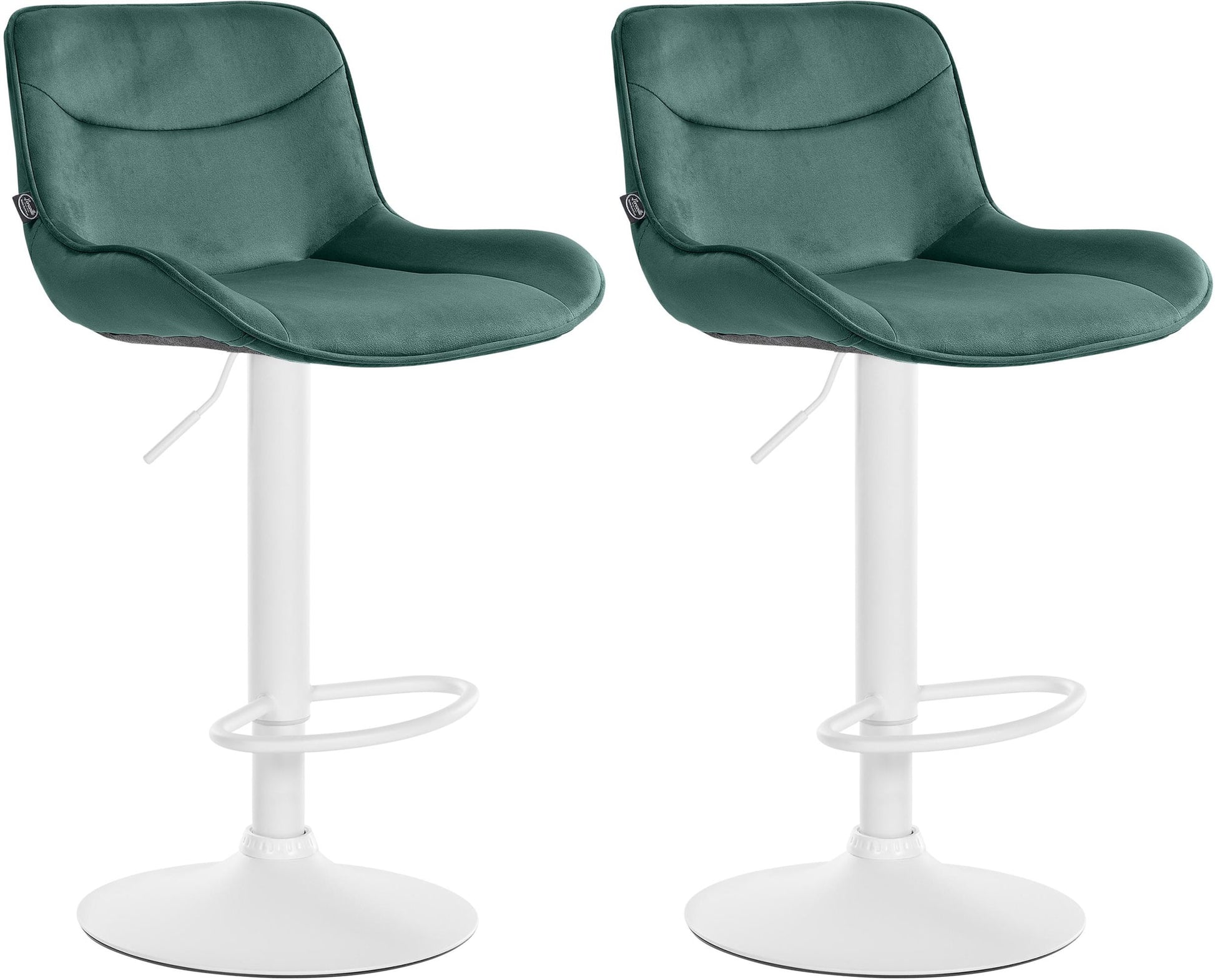 Barkrukken Set in Fluweel - Hoge Krukken - Comfortabele, Verstelbare Zitting met 360° Draaifunctie Kleur groen Onderstel Kleur wit