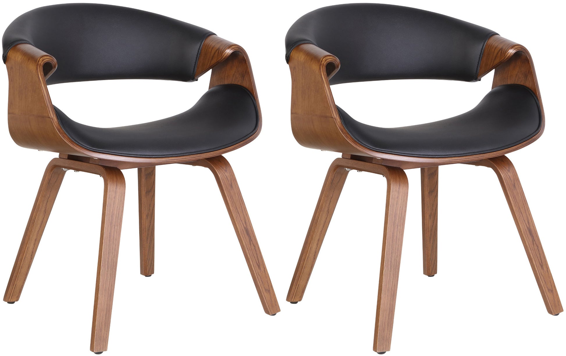 2-delige set Eetkamerstoelen - Comfortabele Stoelen - Ondersteunende Rugleuning Kleur eiken/zwart Materiaal kunstleer