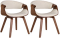 2-delige set Eetkamerstoelen - Comfortabele Stoelen - Ondersteunende Rugleuning Kleur eiken/crème Materiaal kunstleer
