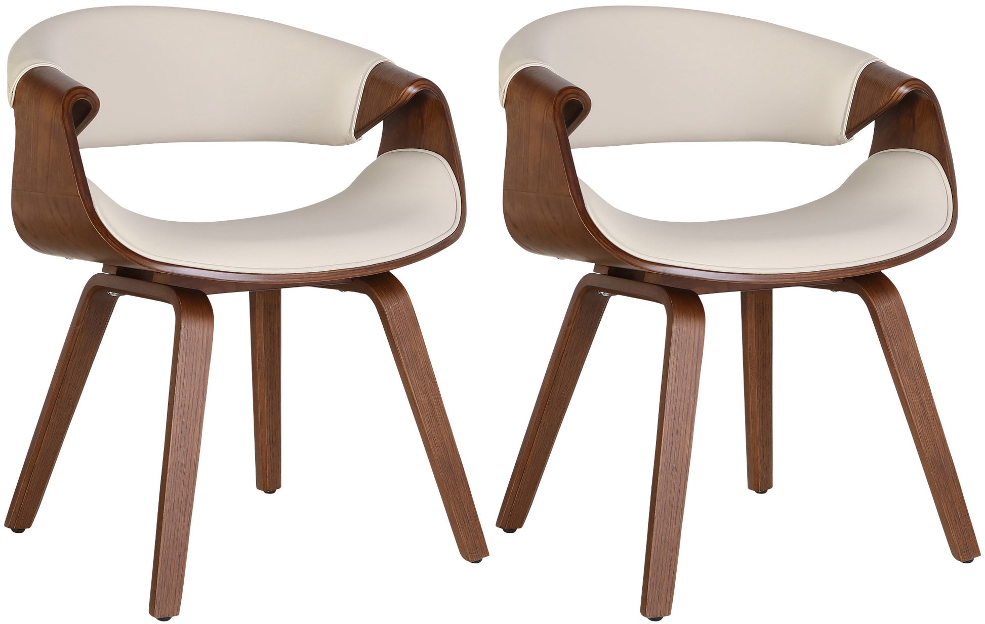 2-delige set Eetkamerstoelen - Comfortabele Stoelen - Ondersteunende Rugleuning Kleur eiken/crème Materiaal kunstleer