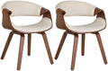 2-delige set Eetkamerstoelen - Comfortabele Stoelen - Ondersteunende Rugleuning Kleur eiken/crème Materiaal Stof