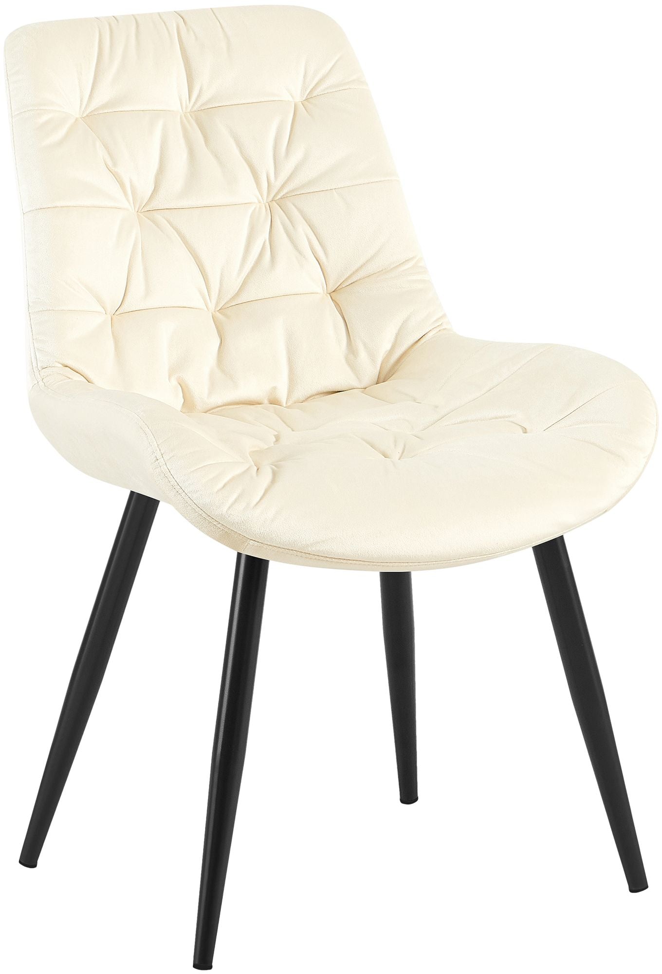 Eetkamerstoel, Fluwelen Fauteuil, Hoog Zitcomfort - Tijdloze Uitstraling Kleur crème