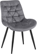 Eetkamerstoel, Fluwelen Fauteuil, Hoog Zitcomfort - Tijdloze Uitstraling Kleur grijs