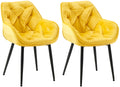 2-delige set Fluwelen Eetkamerstoelen - Stoelenset - Modern Design & Comfort Kleur geel