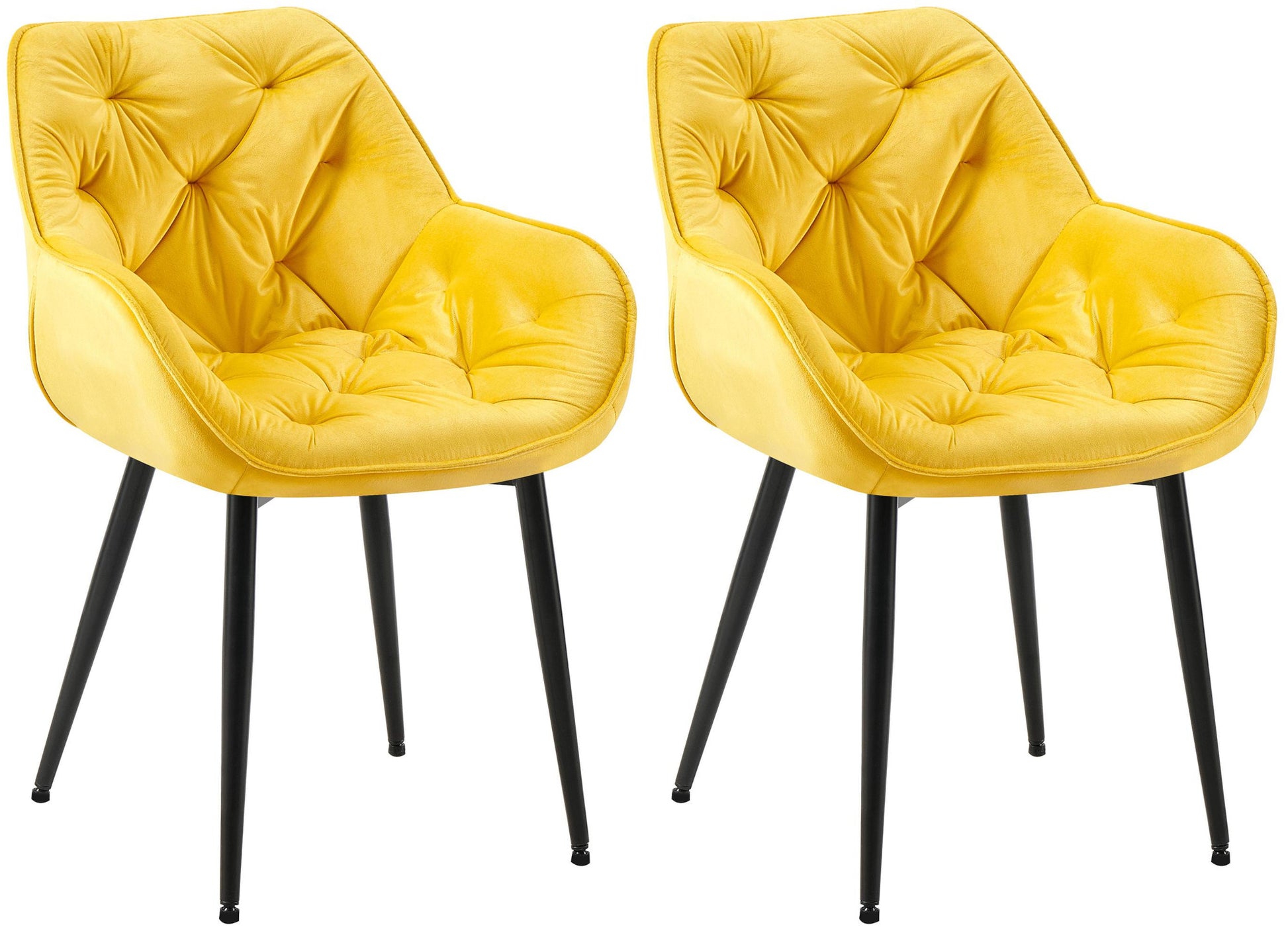 2-delige set Fluwelen Eetkamerstoelen - Stoelenset - Modern Design & Comfort Kleur geel