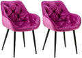 2-delige set Fluwelen Eetkamerstoelen - Stoelenset - Modern Design & Comfort Kleur lila