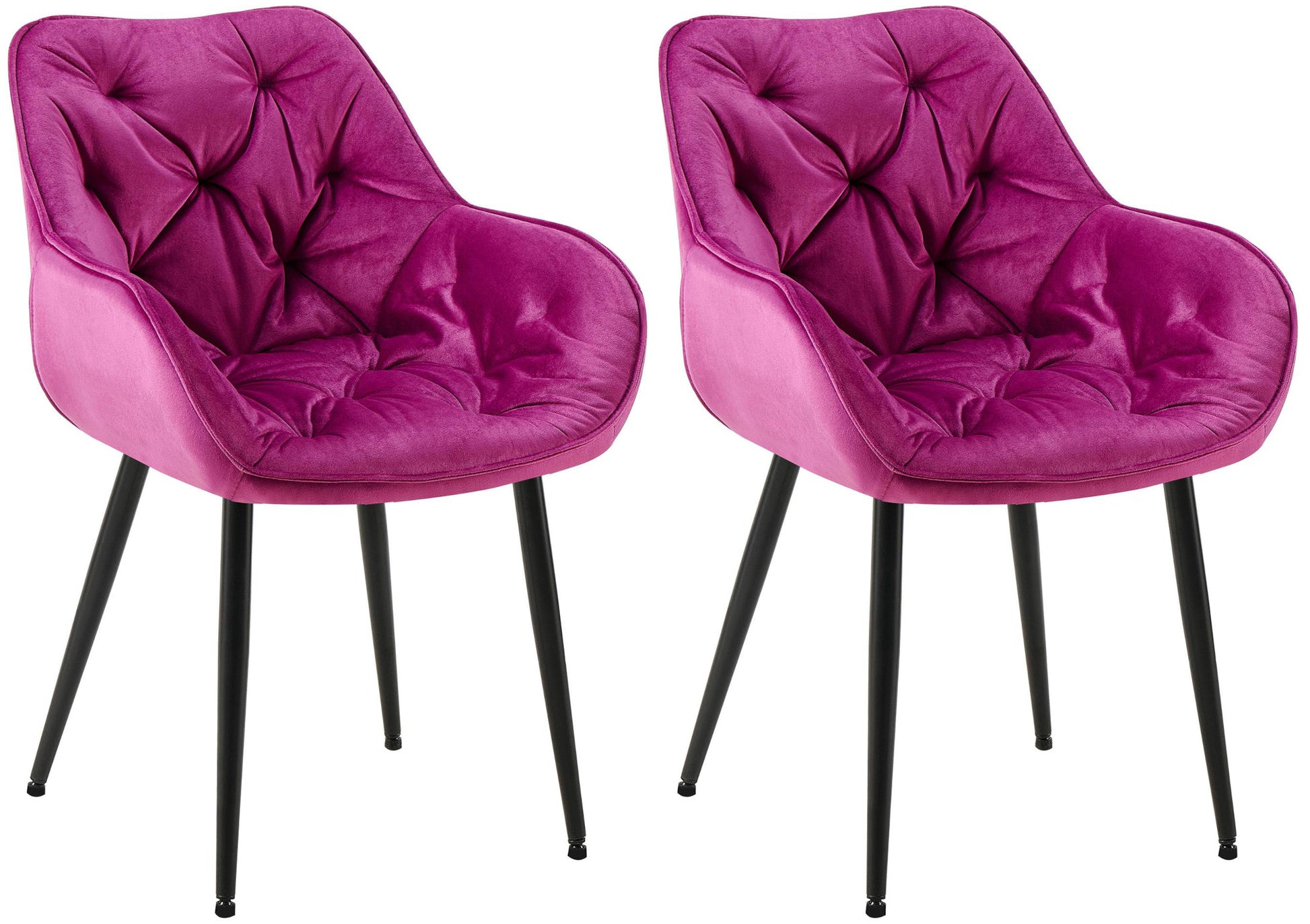 2-delige set Fluwelen Eetkamerstoelen - Stoelenset - Modern Design & Comfort Kleur lila