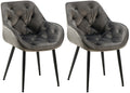 2-delige set Fluwelen Eetkamerstoelen - Stoelenset - Modern Design & Comfort Kleur antraciet
