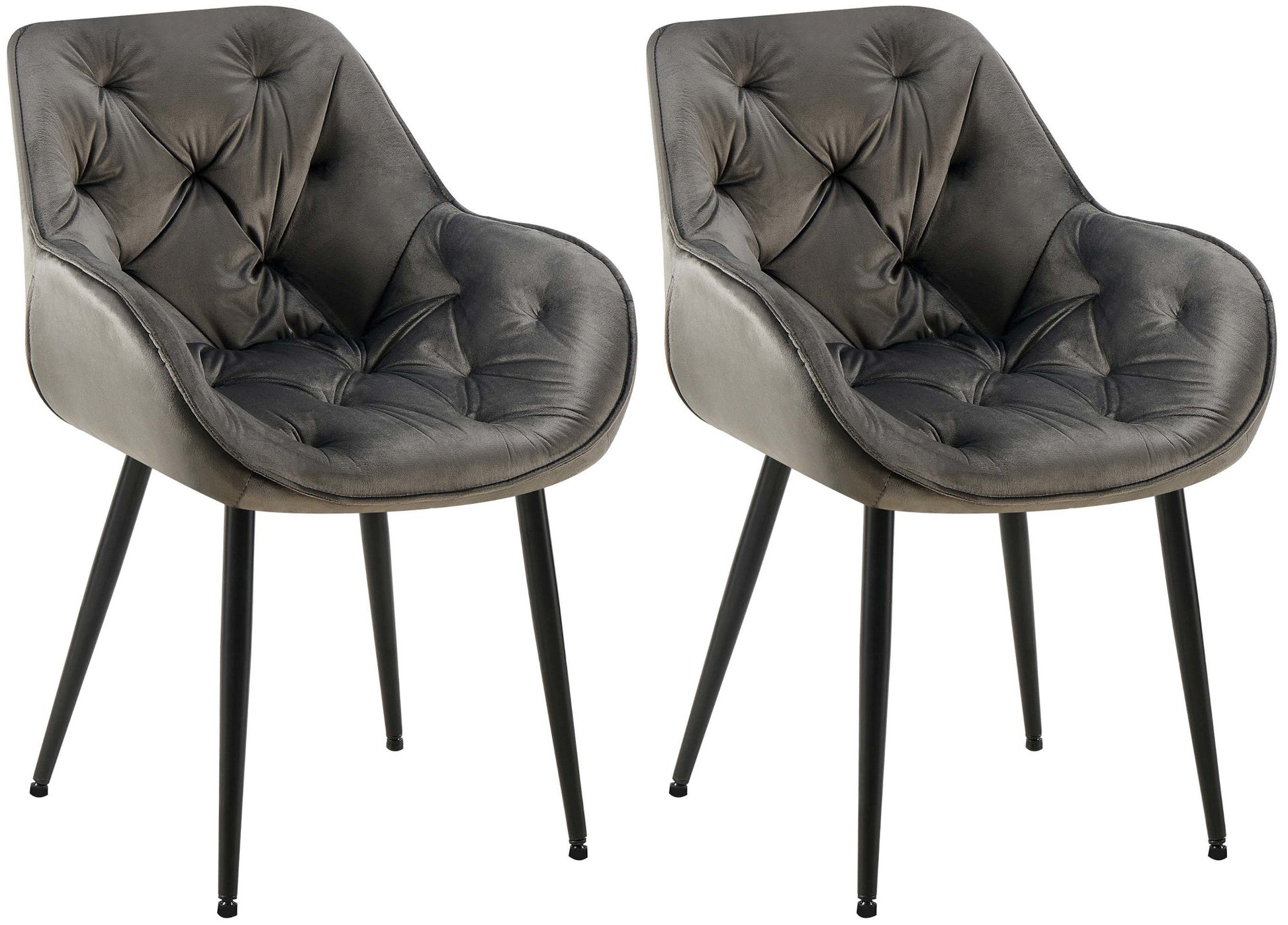 2-delige set Fluwelen Eetkamerstoelen - Stoelenset - Modern Design & Comfort Kleur antraciet