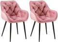 2-delige set Fluwelen Eetkamerstoelen - Stoelenset - Modern Design & Comfort Kleur roos