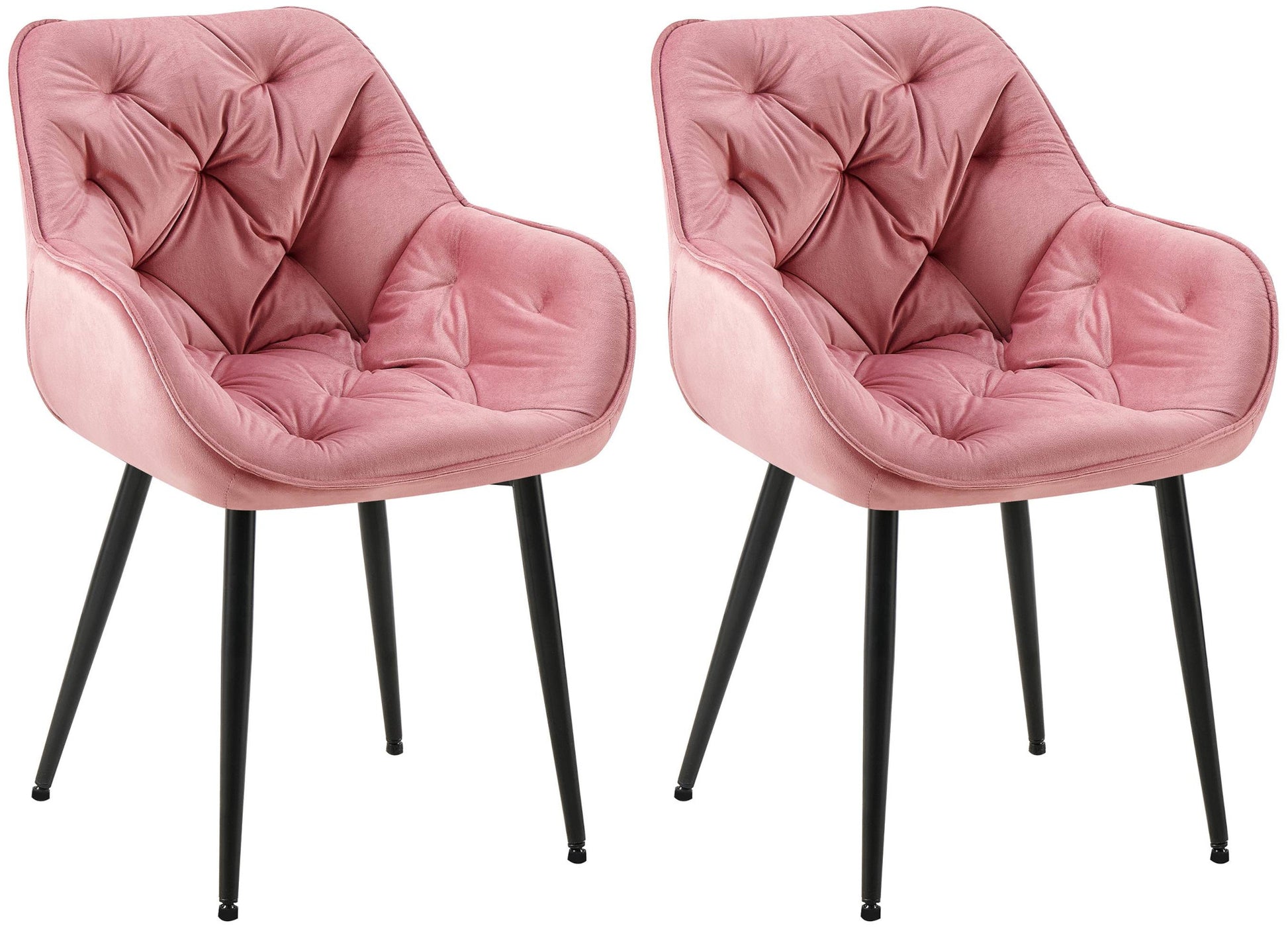 2-delige set Fluwelen Eetkamerstoelen - Stoelenset - Modern Design & Comfort Kleur roos