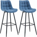 2-delige Set Barkrukken - Hoge Krukken - Uitstekend Zitcomfort Kleur blauw Materiaal Stof