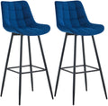 2-delige Set Barkrukken - Hoge Krukken - Uitstekend Zitcomfort Kleur blauw Materiaal zacht