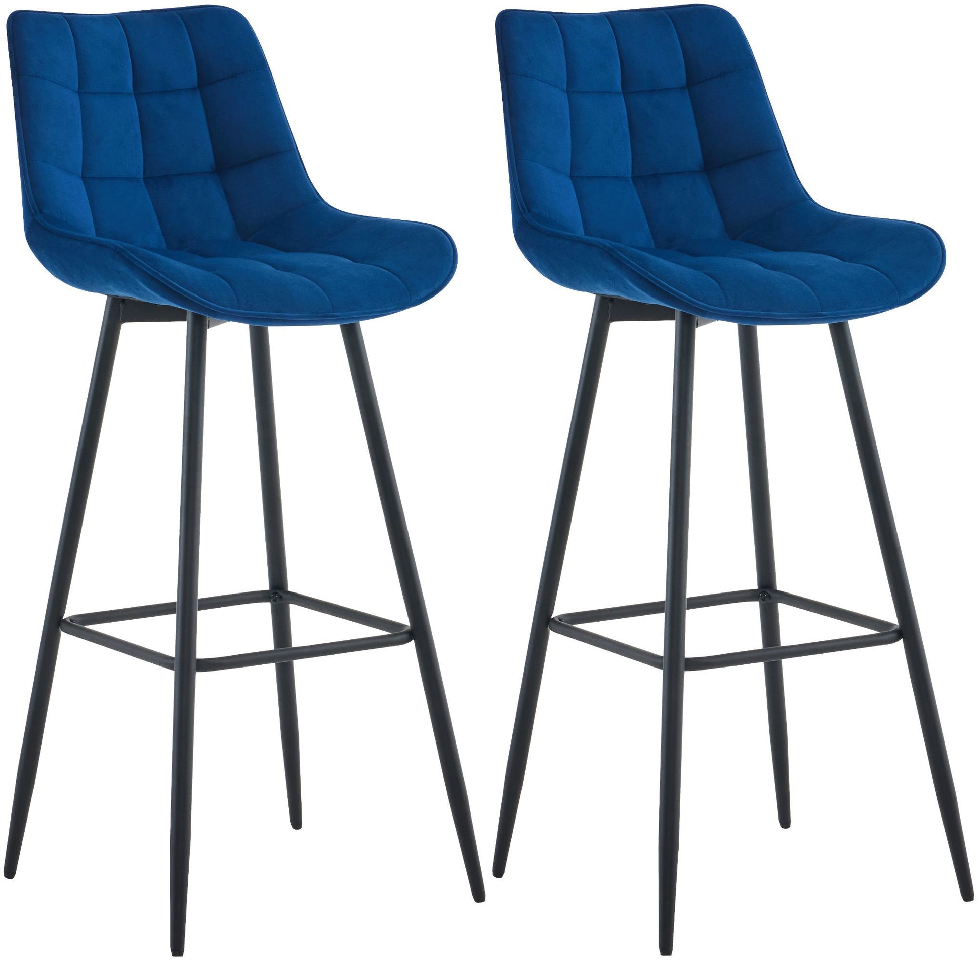 2-delige Set Barkrukken - Hoge Krukken - Uitstekend Zitcomfort Kleur blauw Materiaal zacht
