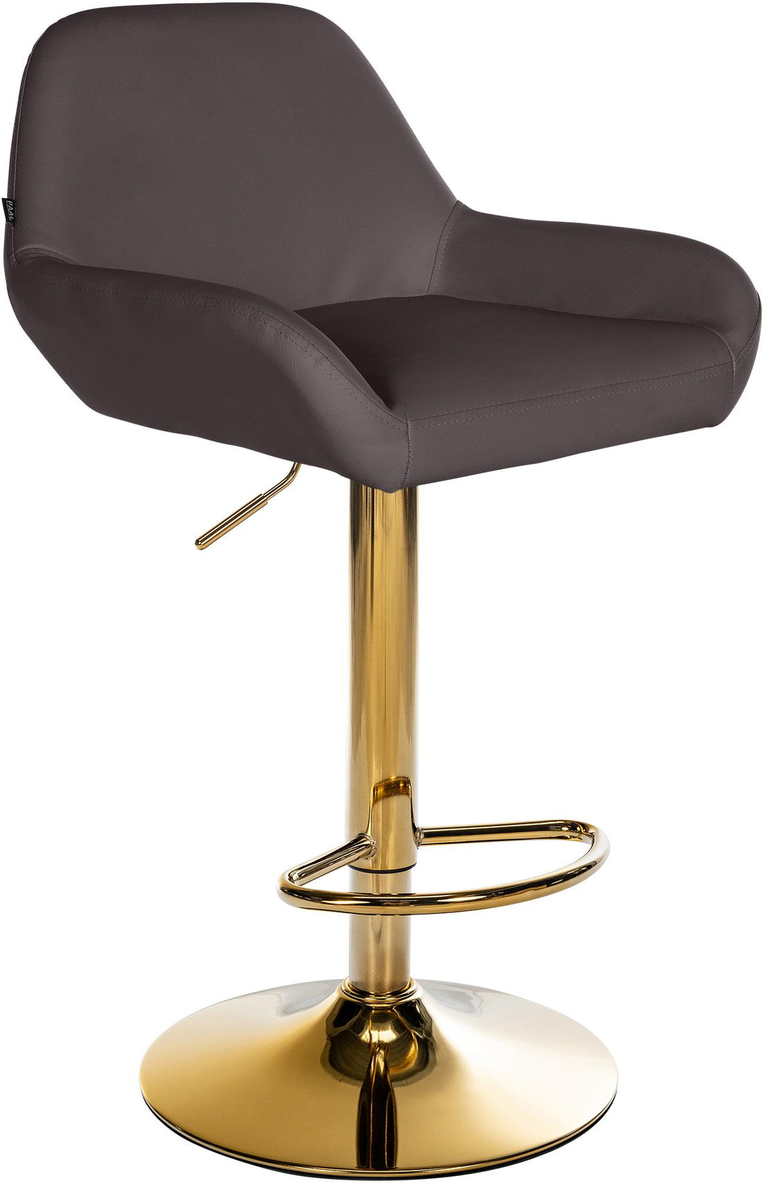Kunstlederen Barkruk, Moderne Stijl, 360° Draaibaar en Verstelbaar, Goudkleurig Frame Kleur bruin