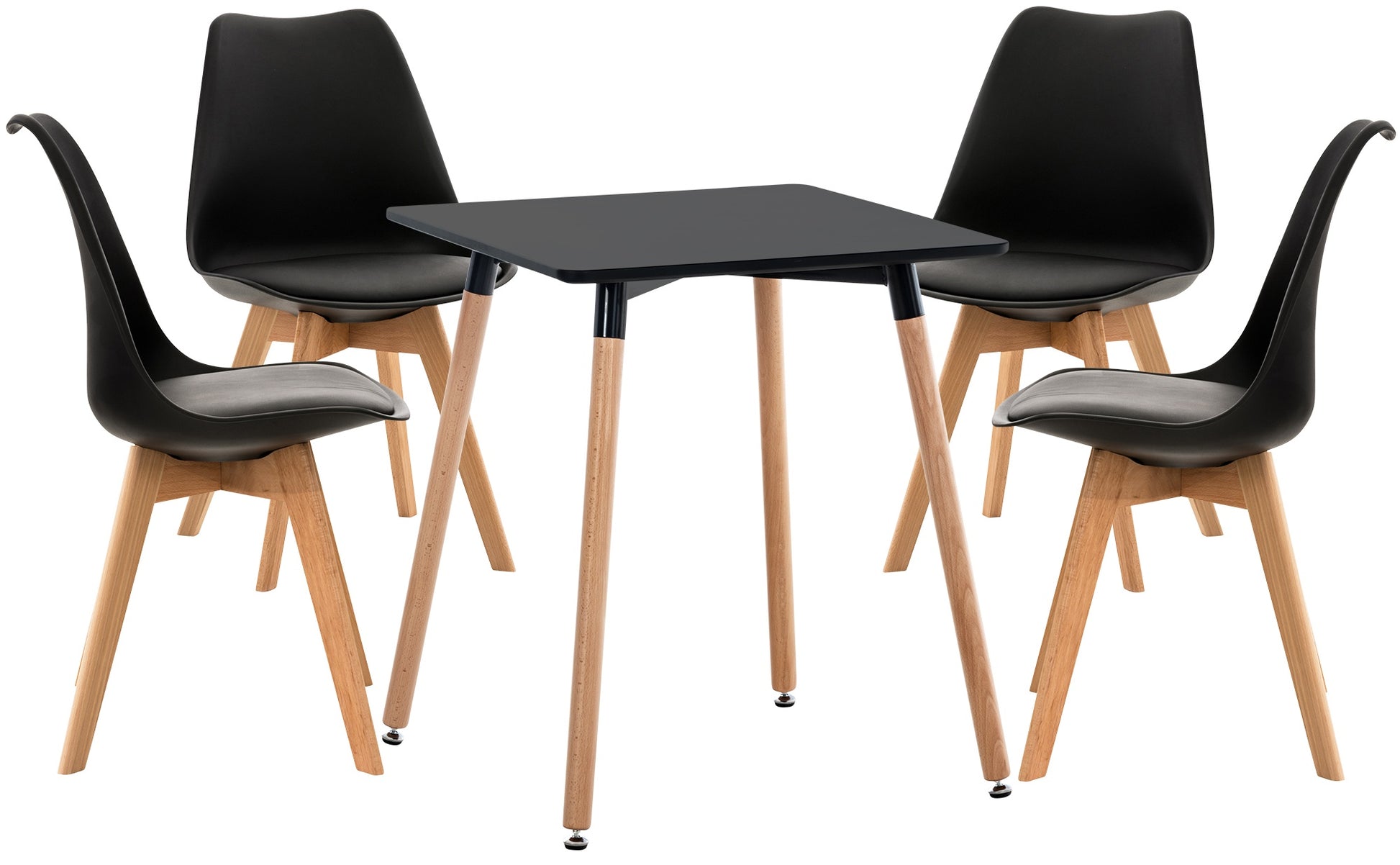5-delige Eetkamerset - Diner Set - Extra Comfortabele Stoelen Kleur zwart