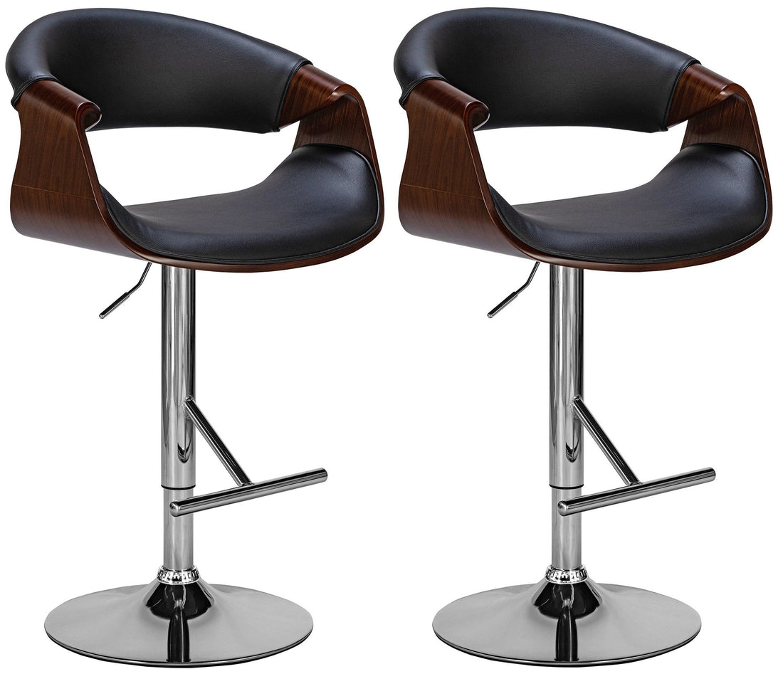 2-delige set barkrukken - Krukken - Hoogteverstelbaar Comfort, Imitatieleer Kleur walnoot/zwart
