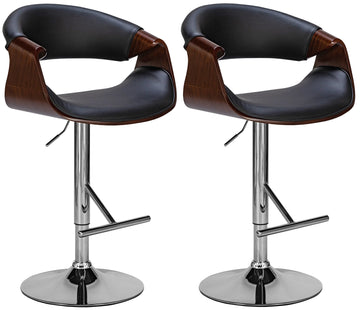 2-delige set barkrukken - Krukken - Hoogteverstelbaar Comfort, Imitatieleer Kleur walnoot/zwart