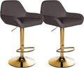 Set van 2 Gouden Barkrukken - Kunstleder - Hoog Zitcomfort, Verstelbare Hoogte Kleur bruin