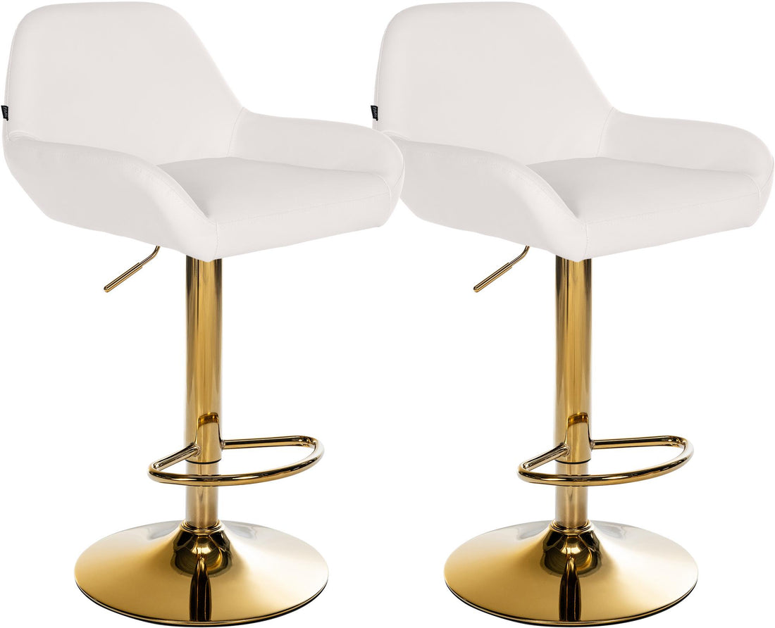 Set van 2 Barkrukken - Keukenstoelen - Gouden Frame, Verstelbare Hoogte, Kunstleer Bekleding Kleur oranje