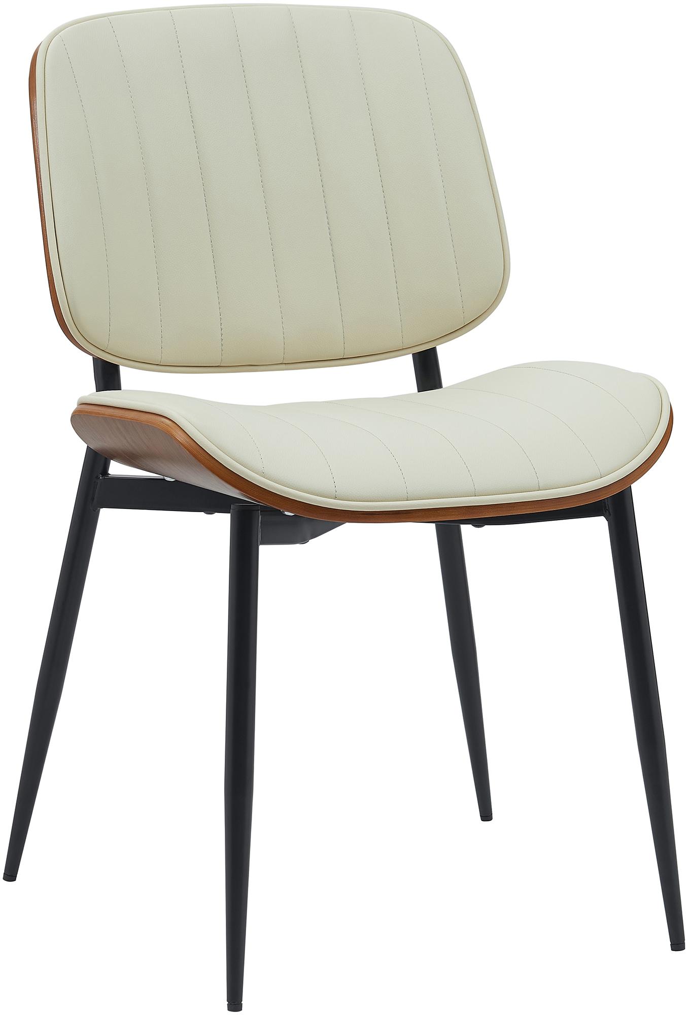 Stijlvolle Eetkamerstoel - Keukenstoel - Comfortabele Zitervaring & Duurzaamheid Kleur walnoot/creme Materiaal kunstleer