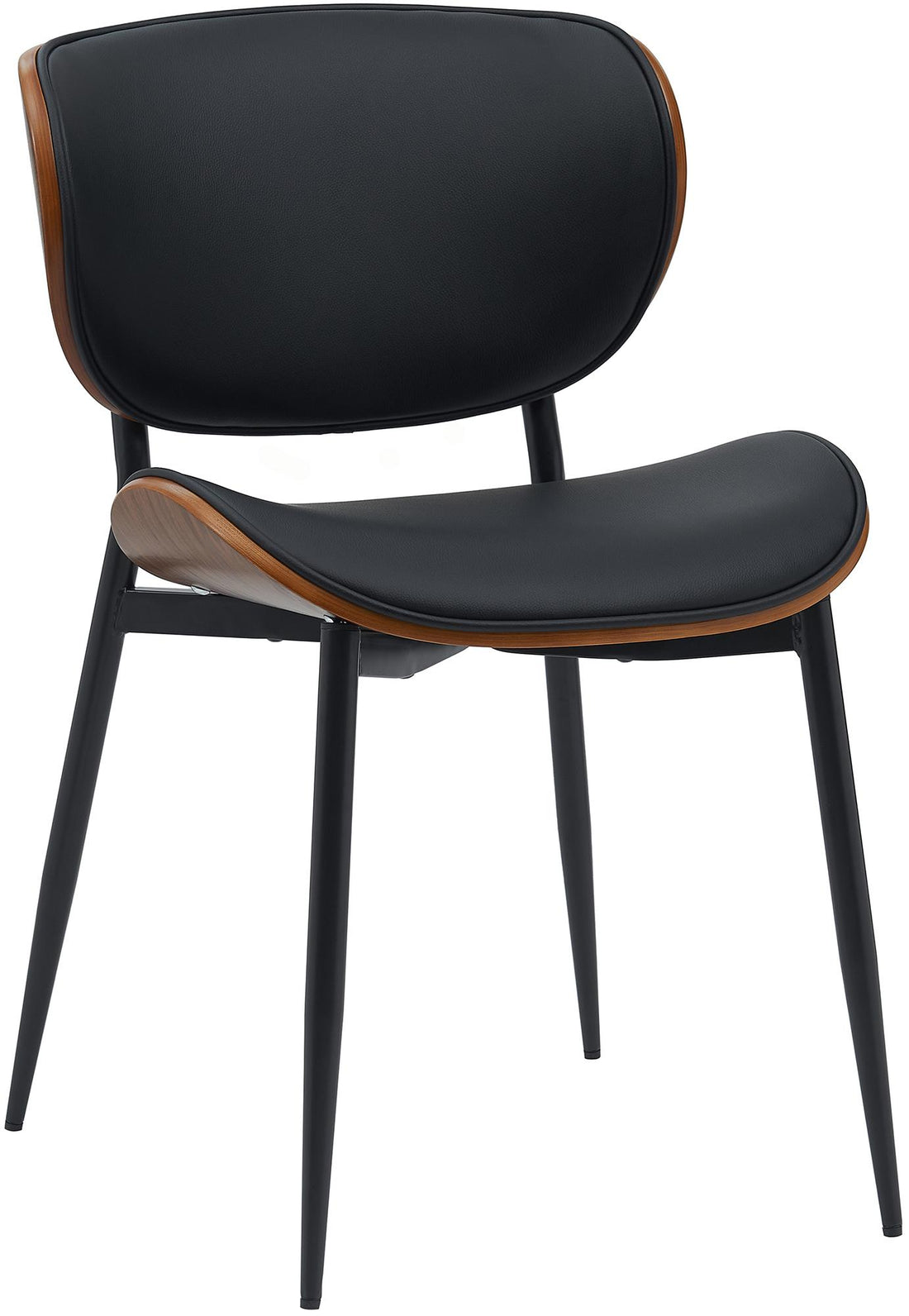 Elegante Eetkamerstoel - Zitstoel - Hoog zitcomfort, Onderhoudsvriendelijk Kleur walnoot/zwart Materiaal kunstleer