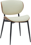 Elegante Eetkamerstoel - Zitstoel - Hoog zitcomfort, Onderhoudsvriendelijk Kleur walnoot/creme Materiaal kunstleer