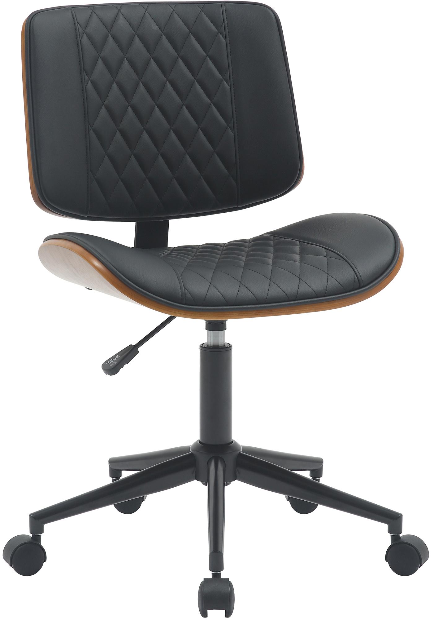 Bureaustoel, Kantoormeubel, Gebogen Hout Design - Comfortabel & Verstelbaar Kleur walnoot/zwart