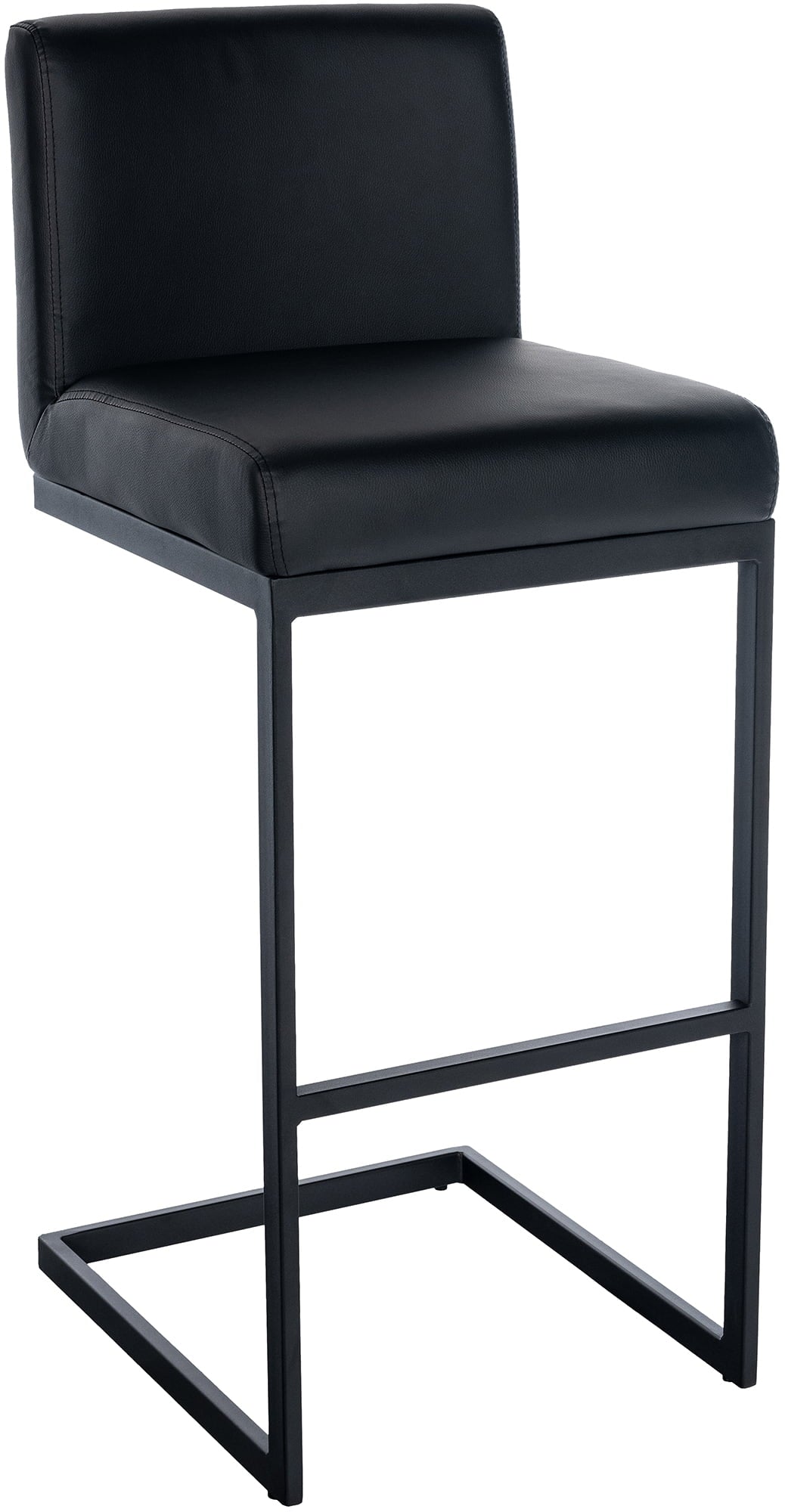 Barkruk Kunstleer - Kruk - Modern & Comfortabel, Vrijdragend Frame met Rugleuning Kleur zwart