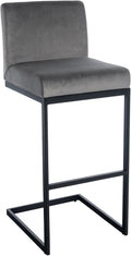 Barhocker - Kruk - Modern Design & Comfort - Fluwelen en Metalen Afwerking Kleur grijs
