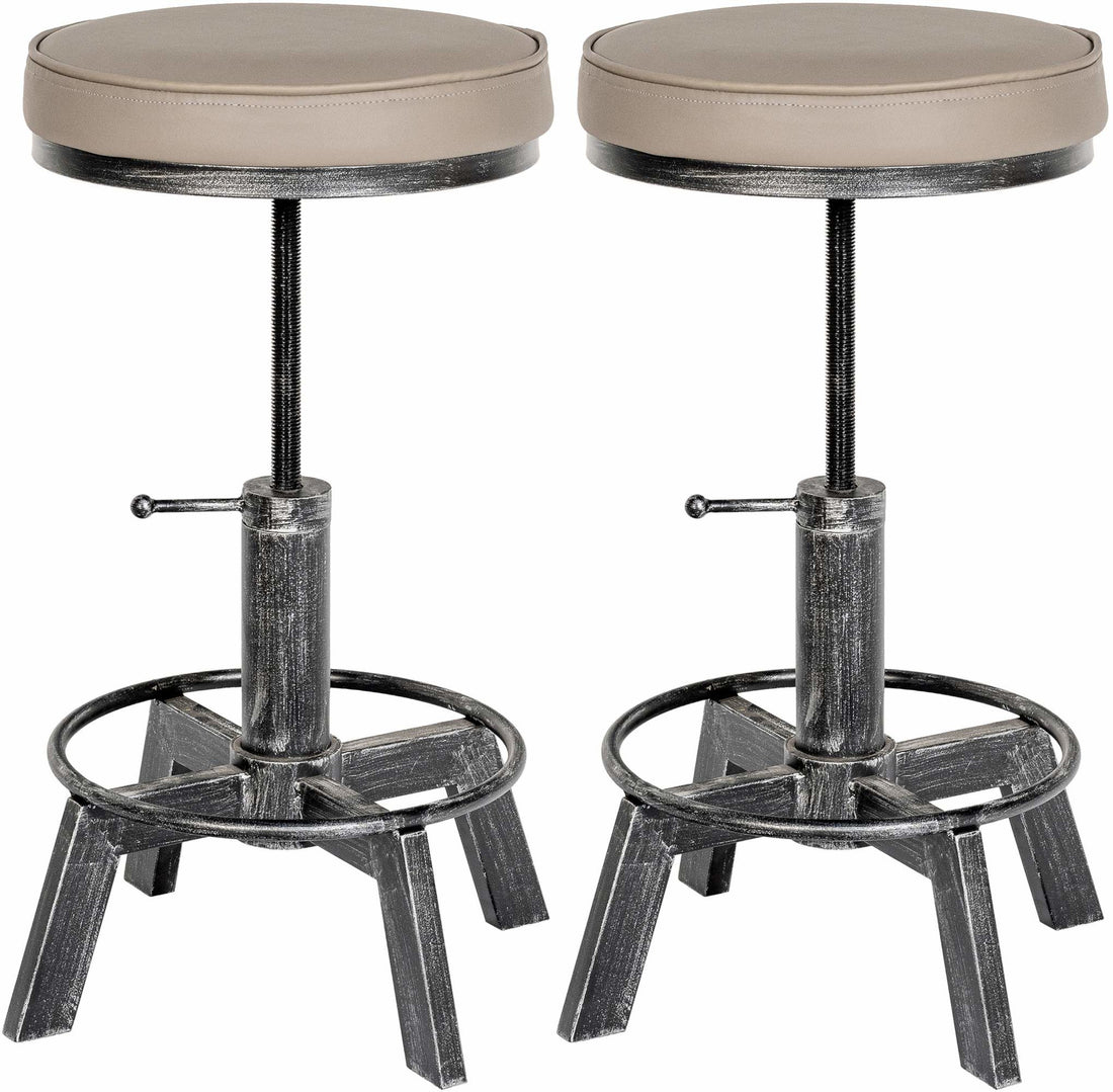 2-delige Set Industriële Bureaustoelen - Traploos Verstelbaar - Comfortabele Kunstleren Bekleding Kleur bronzen