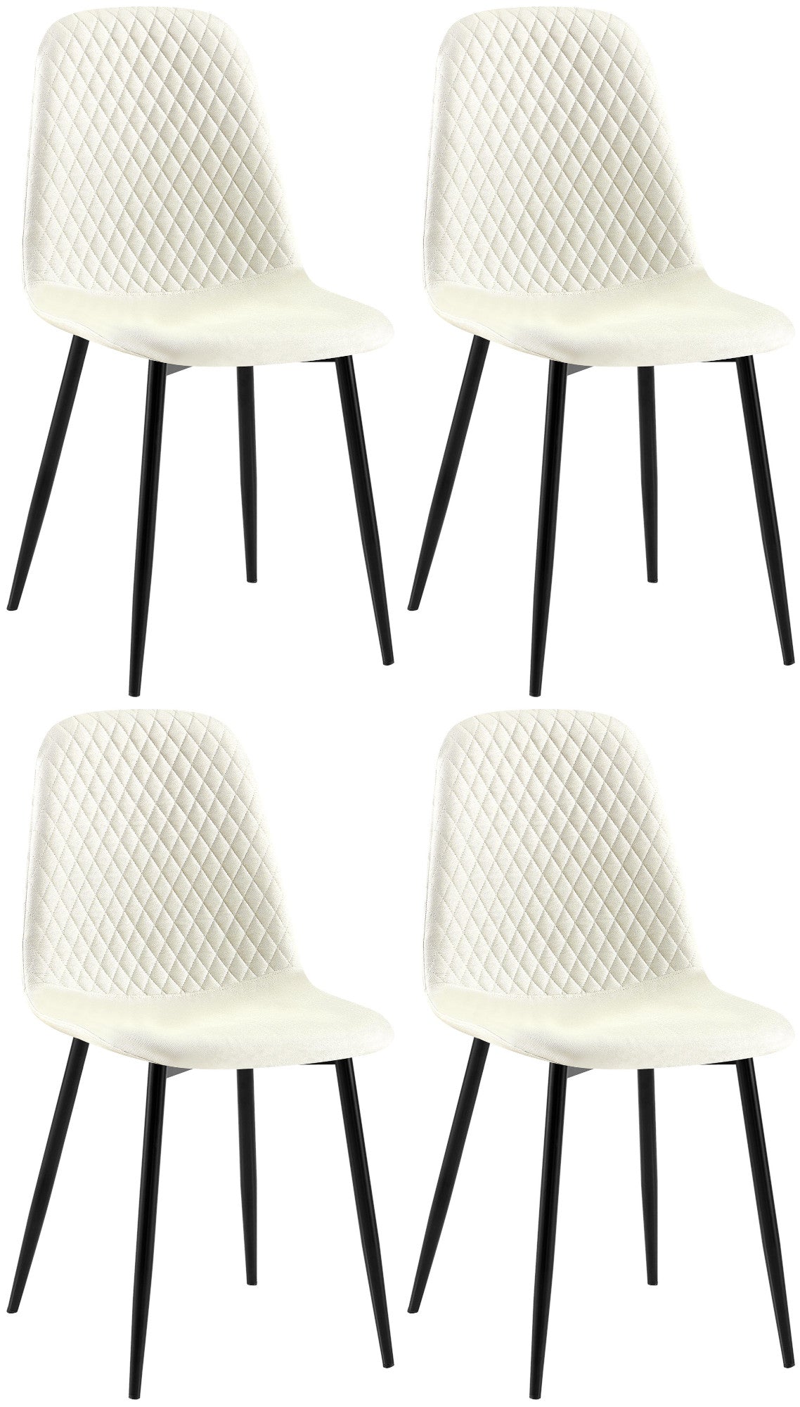 4-delige Set Eetkamerstoelen - Gestoffeerd - Onderhoudsvriendelijk Design Kleur crème Materiaal Stof