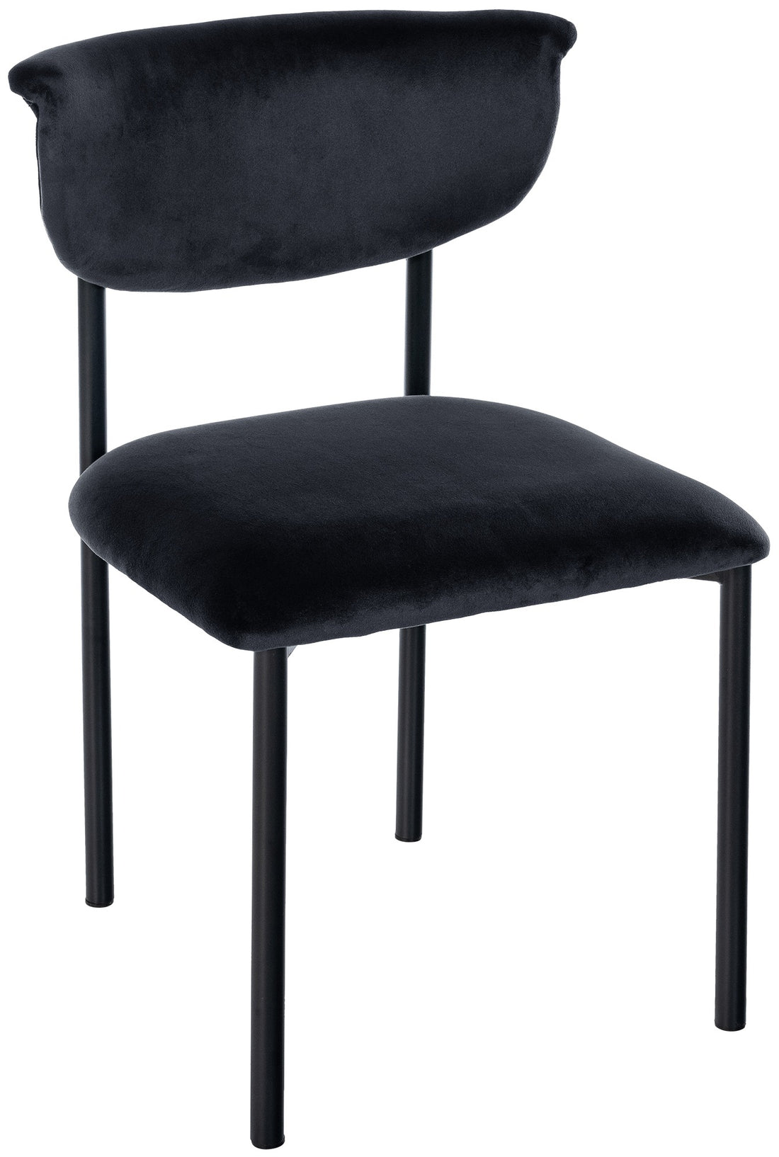 Fluwelen Eetkamerstoel - Gestoffeerde Zitting - Hoog Zitcomfort, Zwart Metalen Frame Kleur zwart