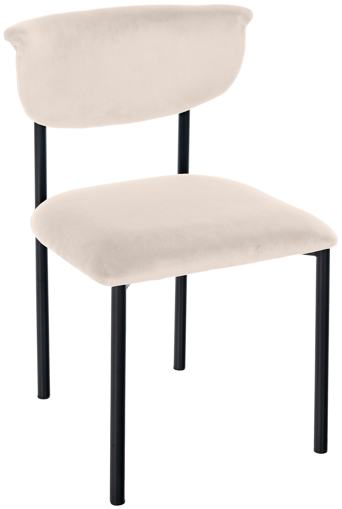Fluwelen Eetkamerstoel - Gestoffeerde Zitting - Hoog Zitcomfort, Zwart Metalen Frame Kleur zwart