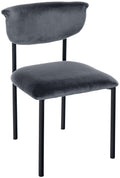 Fluwelen Eetkamerstoel - Gestoffeerde Zitting - Hoog Zitcomfort, Zwart Metalen Frame Kleur donkergrijs