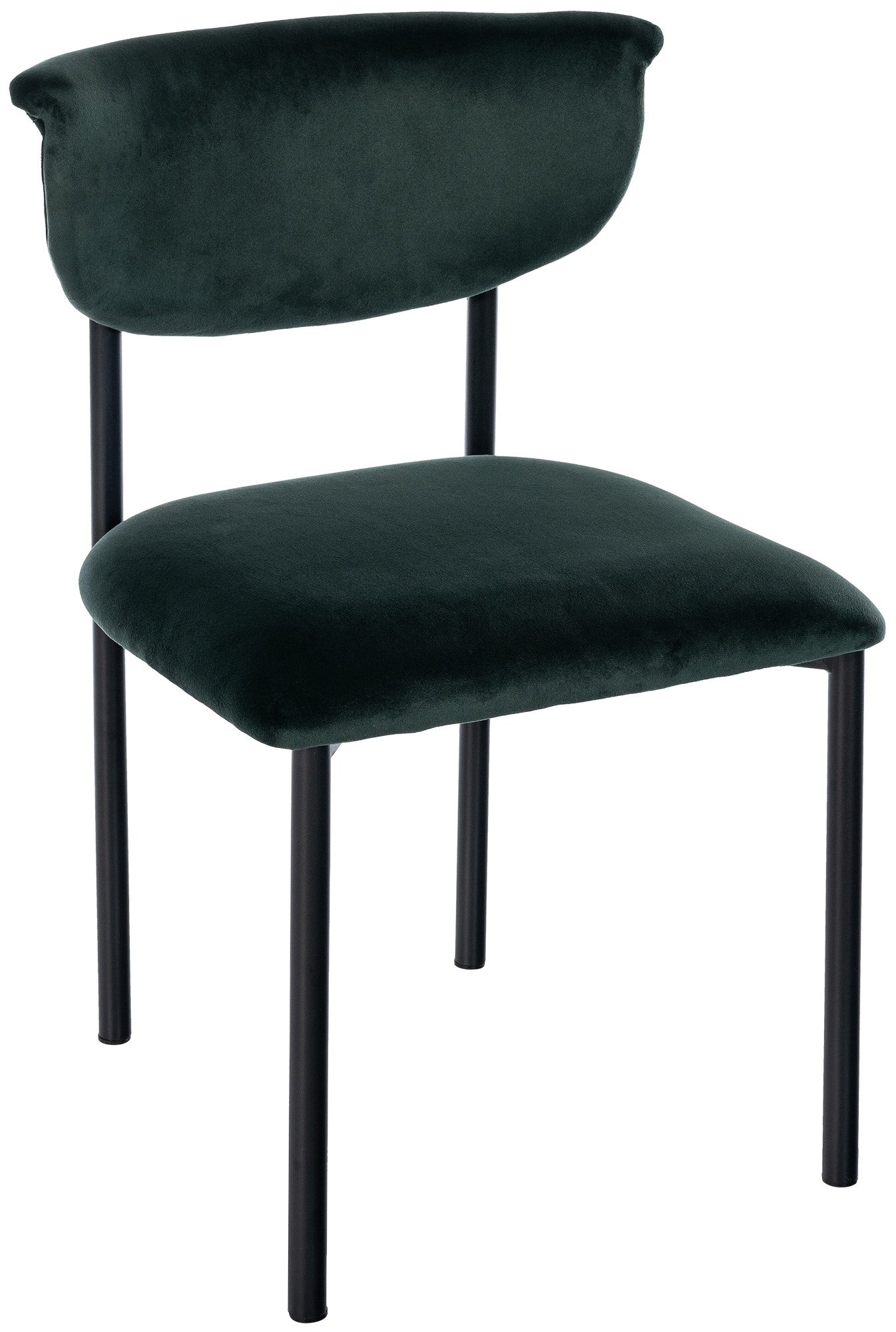 Fluwelen Eetkamerstoel - Gestoffeerde Zitting - Hoog Zitcomfort, Zwart Metalen Frame Kleur donkergroen