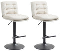 2-delige Set Fluwelen Barkrukken - Hoge Krukken - Elegant Comfort met Verstelbare Hoogte Kleur crème Onderstel Kleur zwart