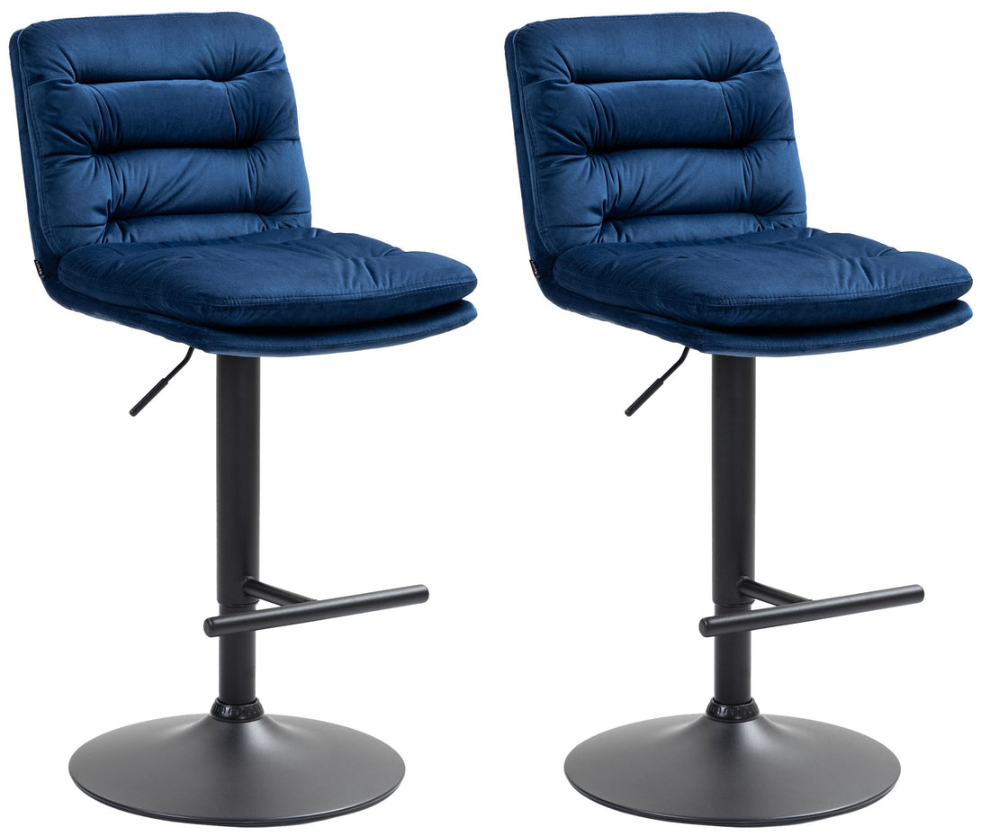 2-delige Set Fluwelen Barkrukken - Hoge Krukken - Elegant Comfort met Verstelbare Hoogte Kleur crème Onderstel Kleur zwart