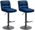 2-delige Set Fluwelen Barkrukken - Hoge Krukken - Elegant Comfort met Verstelbare Hoogte Kleur blauw Onderstel Kleur zwart