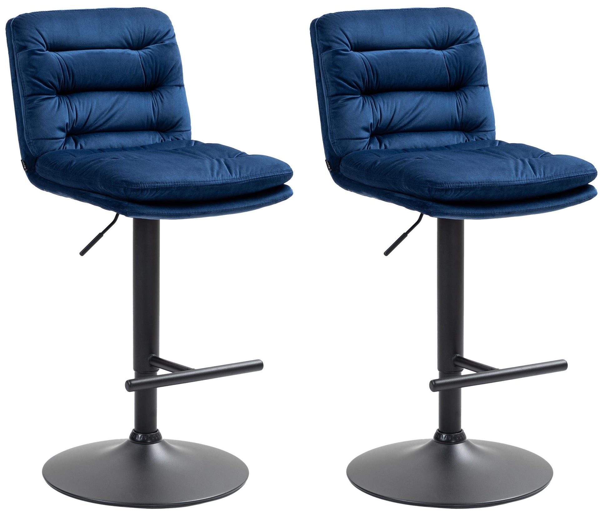 2-delige Set Fluwelen Barkrukken - Hoge Krukken - Elegant Comfort met Verstelbare Hoogte Kleur blauw Onderstel Kleur zwart