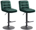 2-delige Set Fluwelen Barkrukken - Hoge Krukken - Elegant Comfort met Verstelbare Hoogte Kleur groen Onderstel Kleur zwart
