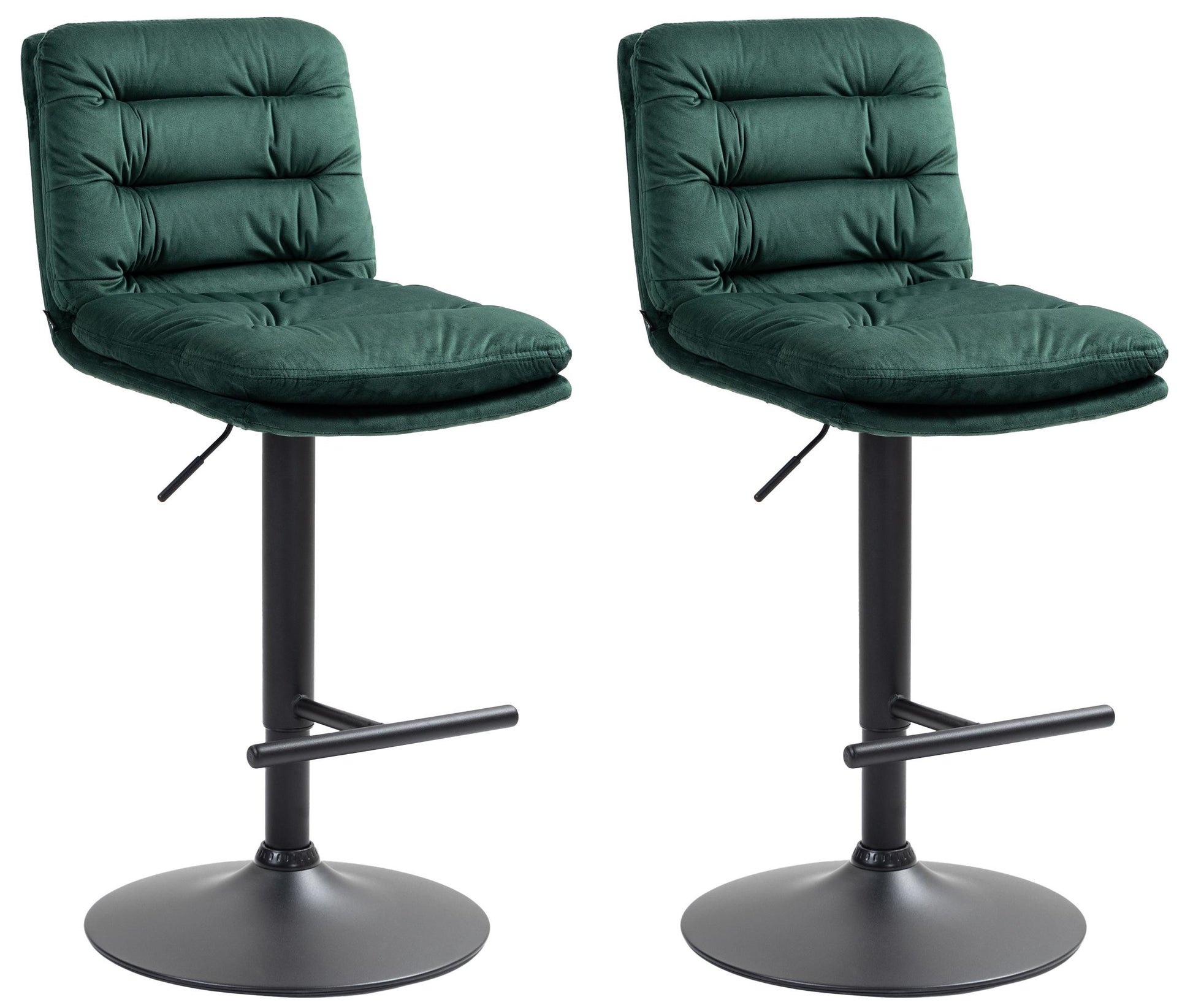2-delige Set Fluwelen Barkrukken - Hoge Krukken - Elegant Comfort met Verstelbare Hoogte Kleur groen Onderstel Kleur zwart