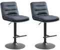 2-delige Set Fluwelen Barkrukken - Hoge Krukken - Elegant Comfort met Verstelbare Hoogte Kleur donkergrijs Onderstel Kleur zwart